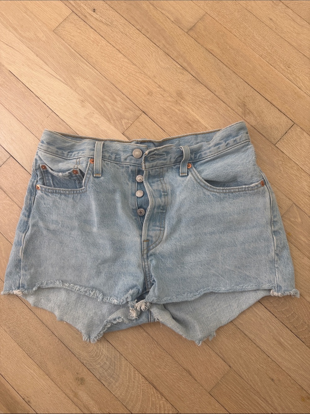 Levi's 501 Light Blue High-Rise Button-Fly Denim Cutoff Shorts